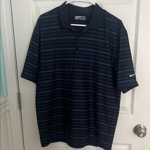 Nike Men's Dark Blue Polo with Stripes